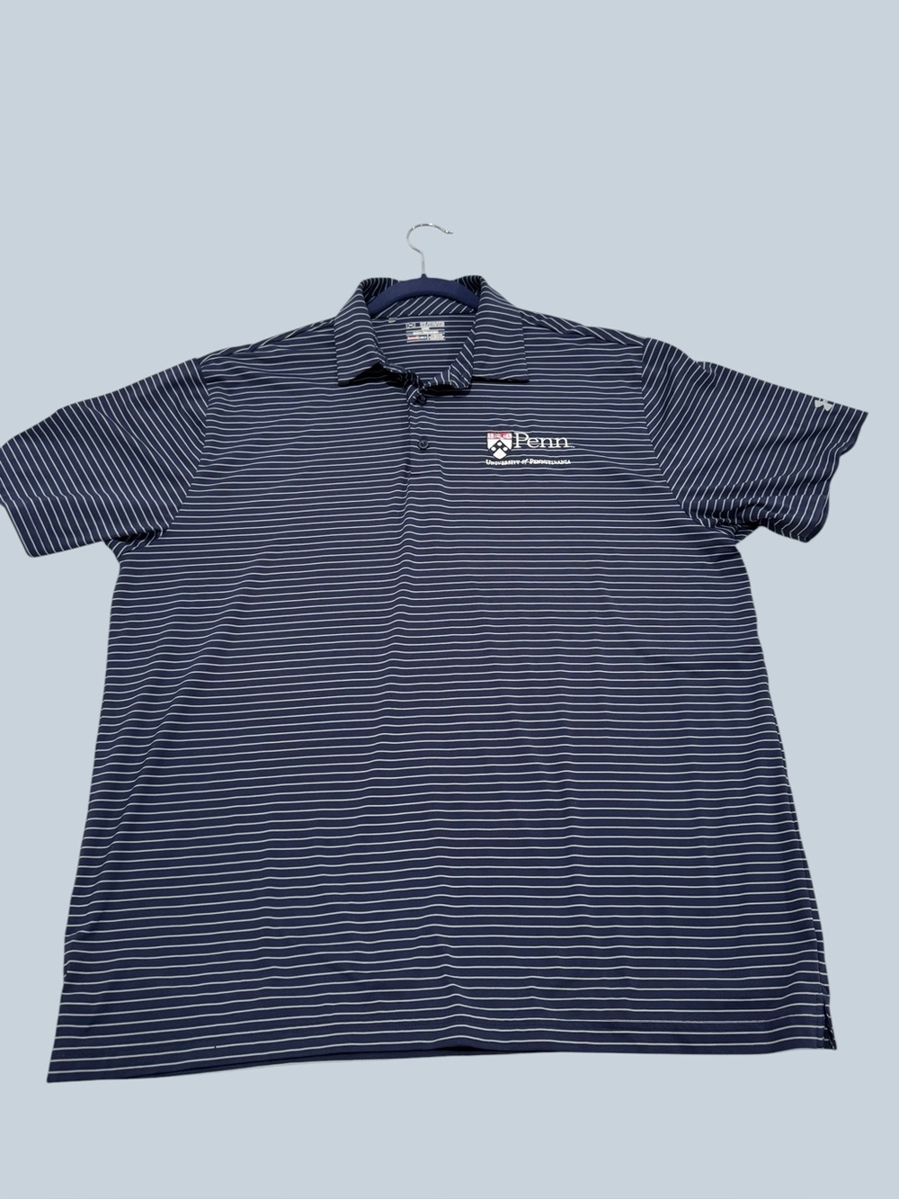University of Pennsylvania Polo Navy Stripe Men’s 2XL Embroidered Penn Logo